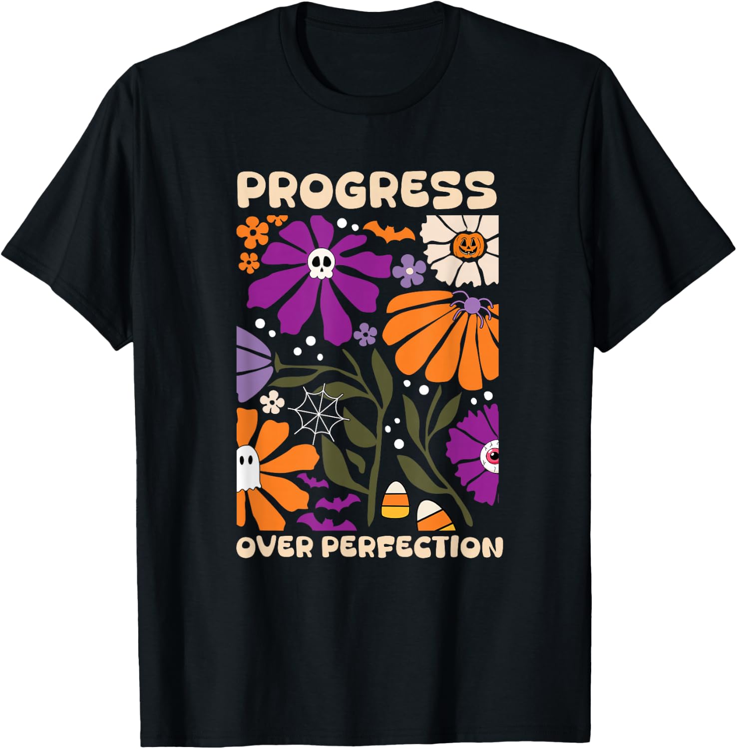 Women Fashion Over The Years - Camiseta con diseño floral de Halloween,