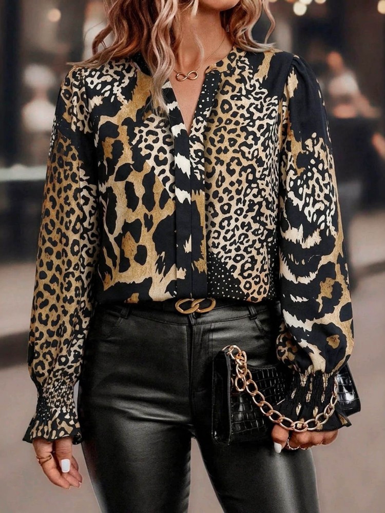 Women Fashion Necktie - Camisa Blusa Elegante de Moda Otoño