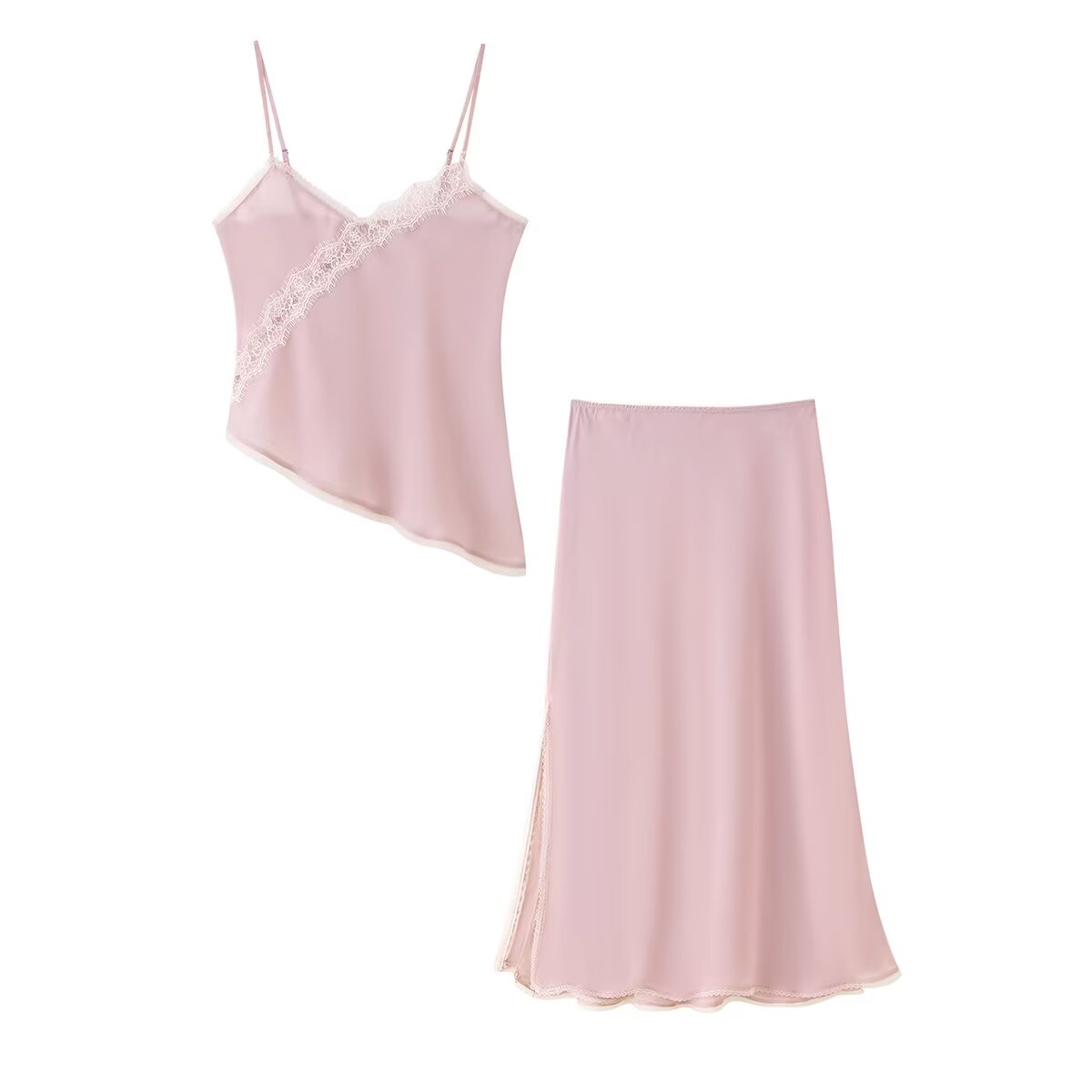 Lace Trim Cami - Tidalyf 2025 Conjunto de falda y