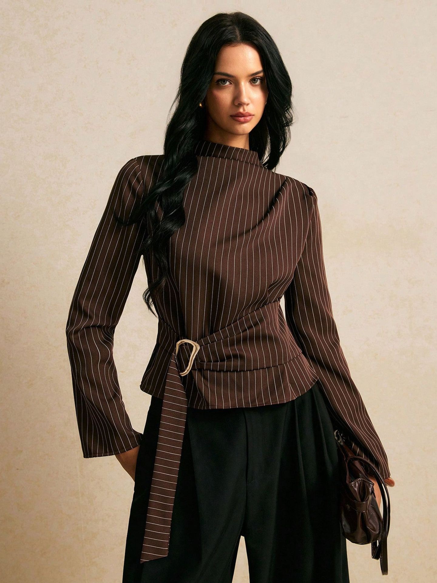 Blusa de manga larga con cuell - Women Fashion Necktie reseña y precio