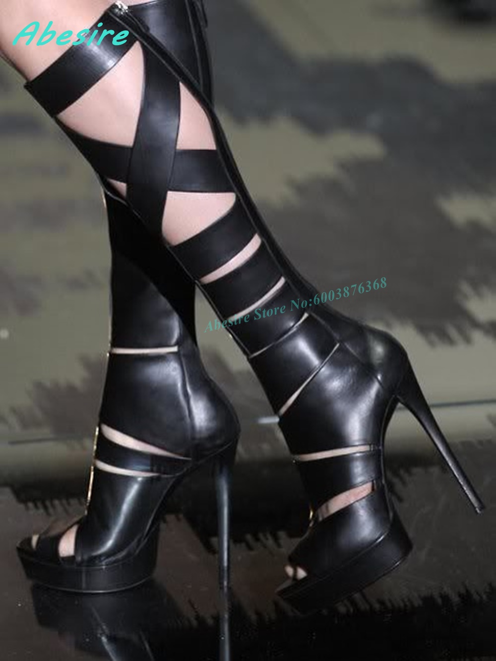 Sandalias de cuero caladas con - Women'S Fashion Knee High Boots reseña y precio